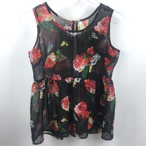 Truth NYC Medium Sleeveless sheer Floral Top Sz M